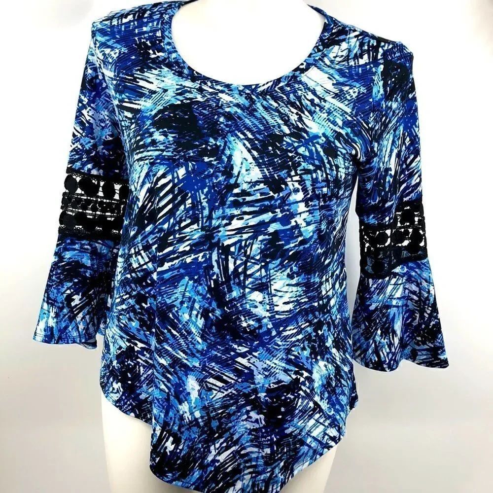 Studio Works petite arm lace handkerchief cut top